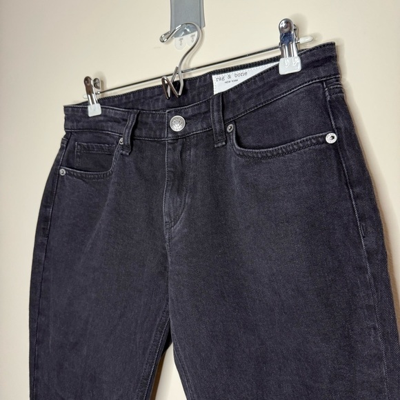 RAG & BONE Dre Low-Rise Baggy Boyfriend Cropped Black Edgy Grunge Denim Jeans - Picture 3 of 11